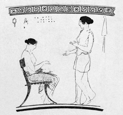 Ancient Greek Women. /Nline Engraving, Late 19Th Century, After A Detail From An Ancient Greek Vase Painting. Poster Print by Granger Collection - Item # VARGRC0096509