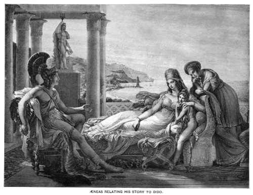 Virgil: 'The Aeneid'. /Naeneas Relating His Story To Dido. Line Engraving, Late 19Th Century, After The Painting, C1815, By Pierre-Narcisse Gu_Rin. Poster Print by Granger Collection - Item # VARGRC0013538