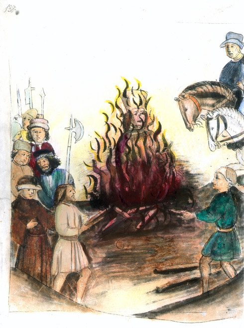 Jan Hus (C1369-1415). /Nbohemian Religious Reformer. Hus At The Stake: Pen And Ink Drawing From Ulrich Von Richenthal'S Manuscript Of "The Chronicle Of The Council Of Constance," C1450. Poster Print by Granger Collection - Item # VARGRC0068152