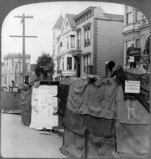 San Francisco Earthquake. /Nstreet Kitchens Named As Famous Hotels In San Francisco, Following The Earthquake Of 18 April 1906. Stereograph, 1906. Poster Print by Granger Collection - Item # VARGRC0119561