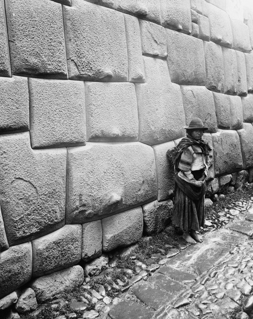 Peru: Native American, C1907. /Na Native American Standing Beside An Ancient Incan Stone Wall At Cuzco, Peru, C1907. Poster Print by Granger Collection - Item # VARGRC0114402