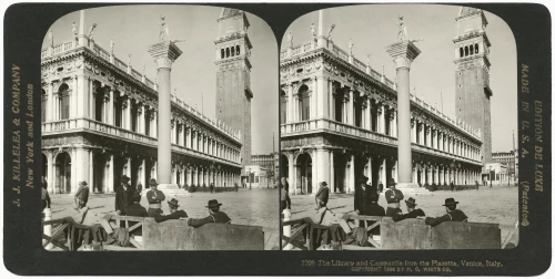 Venice: Piazza San Marco. /Nthe Library And Campanile At The Piazza San Marco In Venice, Italy. Stereograph, 1908. Poster Print by Granger Collection