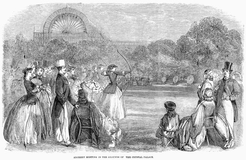 London: Archery, 1859. /Nan Archery Meet At The Crystal Palace, London, England. Line Engraving, English, 1859. Poster Print by Granger Collection - Item # VARGRC0037138