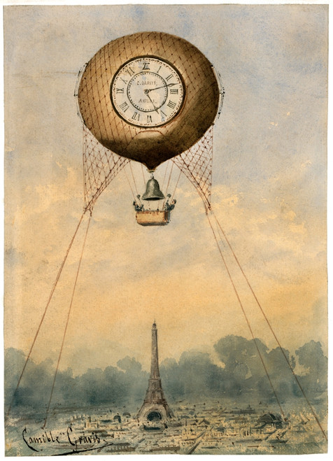 Paris, C1890. /Na Hot Air Balloon Suspended Above The Eiffel Tower In Paris, France. Watercolor By Camille Gr_vis, C1890. Poster Print by Granger Collection - Item # VARGRC0264441