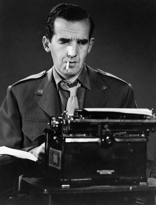 Edward Murrow (1908-1965). /Nedward Roscoe Murrow, American Broadcast Journalist And News Commentator. Photographed At His Typewriter, Mid 20Th Century. Poster Print by Granger Collection