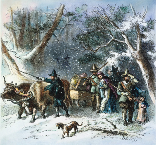 Hooker & Congregation. /Nthomas Hooker And His Congregation Emigrating To Connecticut In 1636. Wood Engraving, 19Th Century. Poster Print by Granger Collection - Item # VARGRC0009513