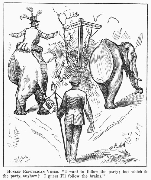 Election Cartoon, 1884. /Namerican Cartoon, 1884, On The Dissatisfaction That Year Of The 'Honest Republican Voter' With The Scandal-Tainted Republican Presidential Candidate, James G. Blaine. Poster Print by Granger Collection - Item # VARGRC0091971