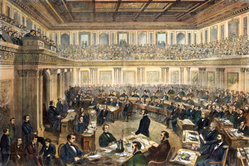 Johnson: Impeachment, 1868. /Nthe United States Senate As A Court Of Impeachment For The Trial Of President Andrew Johnson In 1868. Engraving, 1868. Poster Print by Granger Collection - Item # VARGRC0008532 Johnson: Impeachment, 1868. /Nthe United States Senate As A Court Of Impeachment For The Trial Of President Andrew Johnson In 1868. Engraving, 1868. Poster Print by Granger Collection - Item # VARGRC0008532