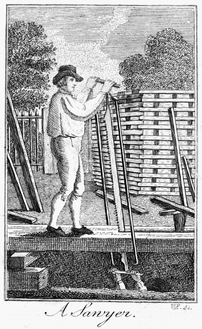 Colonial Sawyer. /Na Colonial American Sawyer. Line Engraving, Late 18Th Century. Poster Print by Granger Collection - Item # VARGRC0005701