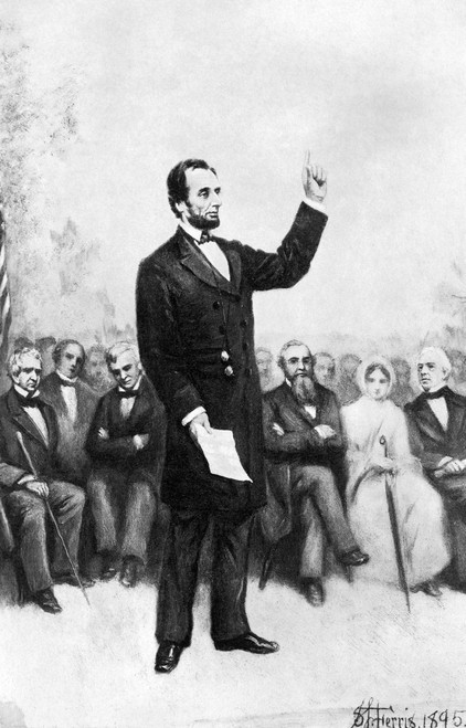 Abraham Lincoln /N(1809-1865). 16Th President Of The United States. Lincoln Delivering His Gettysburg Address, 19 November 1863. Gravure After A Painting, 1895, By Stephen James Ferris. Poster Print by Granger Collection - Item # VARGRC0034835