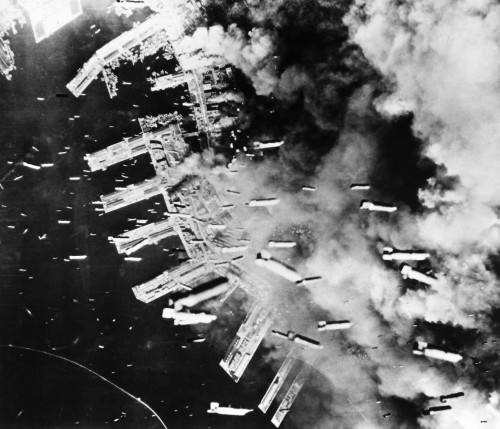 World War Ii: U.S. Air Raid. /Nu.S. B-29 Bombers Drop Thousands Of Bombs On Kobe, Japan, During World War Ii, May-June 1945. Poster Print by Granger Collection - Item # VARGRC0052620