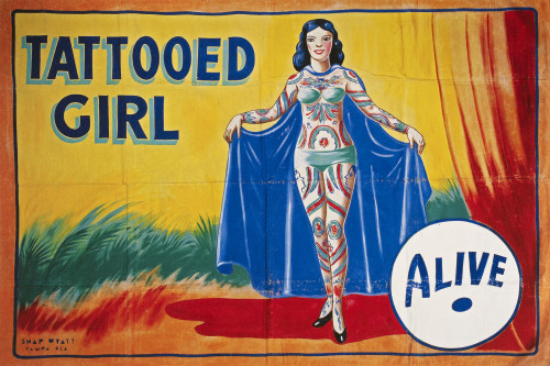 Sideshow Poster, C1955. /Namerican Sideshow Poster Featuring A Tattooed Girl, C1955. Poster Print by Granger Collection - Item # VARGRC0130635
