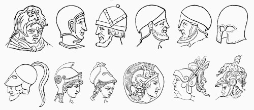 Ancient Greek Helmets. /Nvarious Ancient Greek Helmets. Line Engravings. Poster Print by Granger Collection - Item # VARGRC0101623