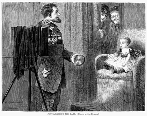 Photographer, 1870. /N'Photographing The Baby.' Wood Engraving, American, 1870. Poster Print by Granger Collection - Item # VARGRC0030311