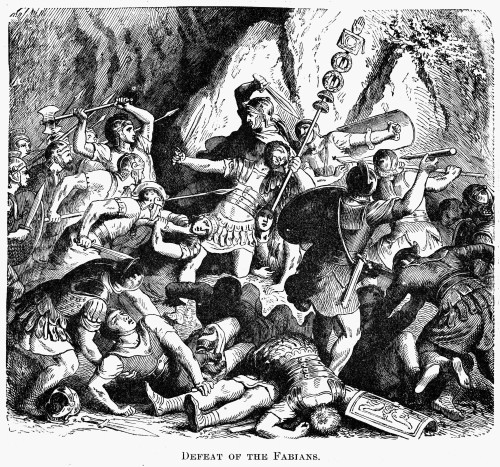 Battle Of The Cremera. /Ndefeat Of The Fabians At The Etruscan City Of Veii, During The Battle Of The Cremera, C477 B.C. 19Th Century Line Engraving. Poster Print by Granger Collection - Item # VARGRC0095692
