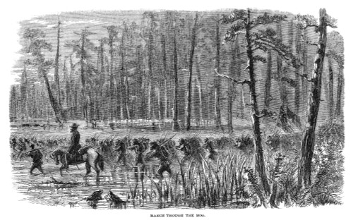 Civil War: Vicksburg, 1863. /Nunion Army Troops Marching Through A Swamp Toward Vicksburg, Mississippi. Wood Engraving, American, 1865. Poster Print by Granger Collection - Item # VARGRC0322987