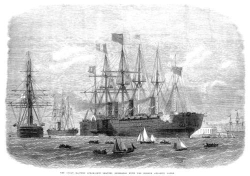 Atlantic Cable, 1869. /N'The Great Eastern Steam-Ship Leaving Sheerness With The French Atlantic Cable.' Wood Engraving From An English Newspaper Of 1869. Poster Print by Granger Collection - Item # VARGRC0038651