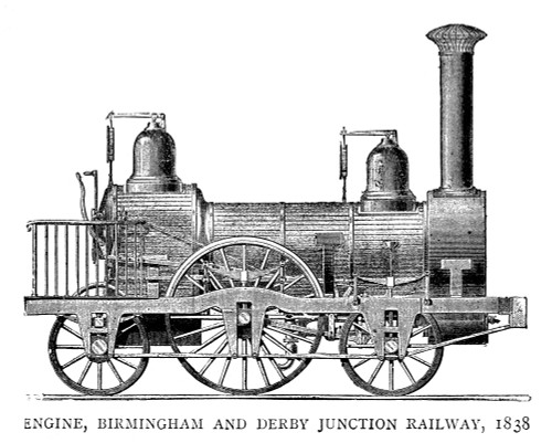 Locomotive, 1838. /Nsteam Engine For The Birmingham And Derby Junction Railway, 1838. Engraving, English, 1888. Poster Print by Granger Collection - Item # VARGRC0267103