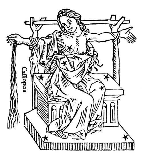 Constellation: Cassiopeia. /Npersonification Of Cassiopeia. Woodcut From Gaius Julius Hyginus' 'Poeticon Astronomicon,' Venice, Italy, 1482. Poster Print by Granger Collection - Item # VARGRC0053294