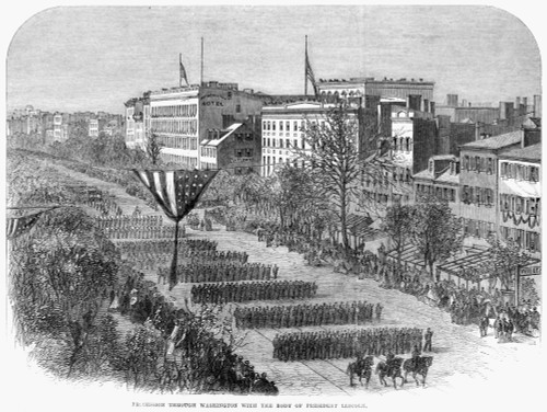 Lincoln'S Funeral, 1865. /N'Procession Through Washington With The Body Of President Lincoln,' 19 April 1865. Contemporary English Wood Engraving. Poster Print by Granger Collection - Item # VARGRC0267033