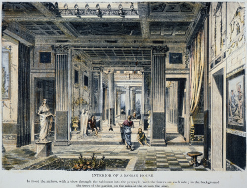 Roman House Interior. /Ninterior Of A Rich Roman House. Line Engraving, Late 19Th Century. Poster Print by Granger Collection - Item # VARGRC0067089