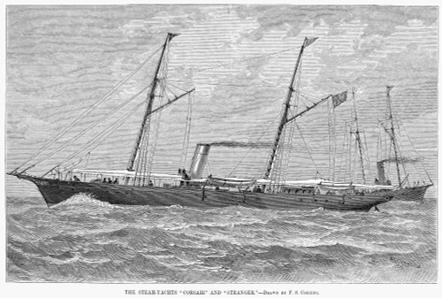 Yachting, 1880. /Nthe Steam-Yachts 'Corsair' And 'Stranger.' Line Engraving, American. Poster Print by Granger Collection - Item # VARGRC0057152