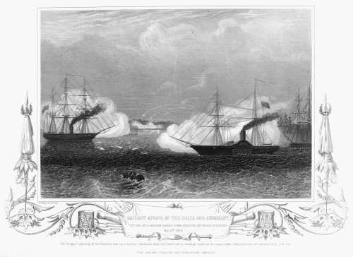 Crimean War: Naval Battle. /Nthe British Warships 'Hecla' And 'Arrogant' Attacking A Russian Barque, 20 May 1854. Wood Engraving From A Contemporary English Newspaper. Poster Print by Granger Collection - Item # VARGRC0099549