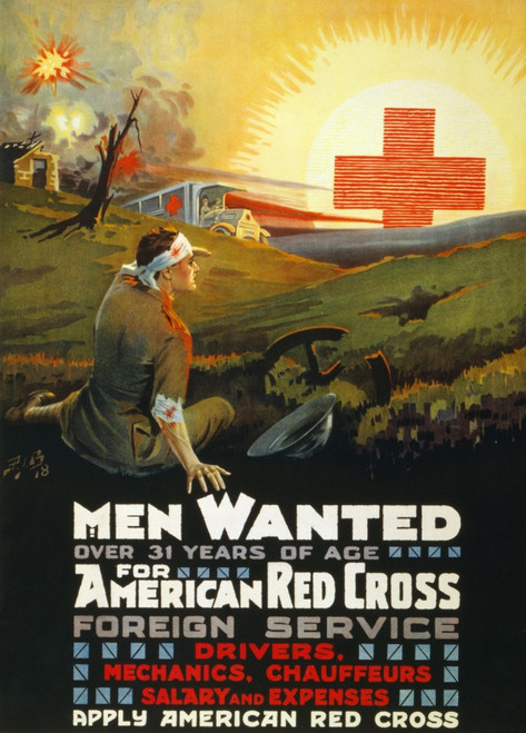 Red Cross Poster, 1918. /Namerican Red Cross Poster Recruiting Men As Drivers And Mechanics Overseas During World War I. Chromo Lithograph, 1918. Poster Print by Granger Collection - Item # VARGRC0162744 Red Cross Poster, 1918. /Namerican Red Cross Poster Recruiting Men As Drivers And Mechanics Overseas During World War I. Chromo Lithograph, 1918. Poster Print by Granger Collection - Item # VARGRC0162744
