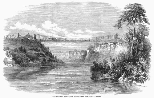Canada: Niagara River. /Nrailway Suspension Bridge Over The Niagara River, Canada. Wood Engraving, 1859. Poster Print by Granger Collection - Item # VARGRC0094560