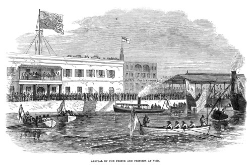 Suez Canal, 1869. /Narrival Of The Prince And Princess Of Wales (Later King Edward Vii And Queen Alexandra) At The Suez Canal In Egypt. Wood Engraving, English, 1869. Poster Print by Granger Collection - Item # VARGRC0267796