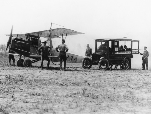 U.S. Air Mail, C1918. /Na United States Mail Car Delivering Mail To An Airplane. Photograph, C1918. Poster Print by Granger Collection - Item # VARGRC0259731 U.S. Air Mail, C1918. /Na United States Mail Car Delivering Mail To An Airplane. Photograph, C1918. Poster Print by Granger Collection - Item # VARGRC0259731
