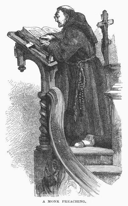 Monk Preaching. /Nwood Engraving, Late 19Th Century. Poster Print by Granger Collection - Item # VARGRC0098687