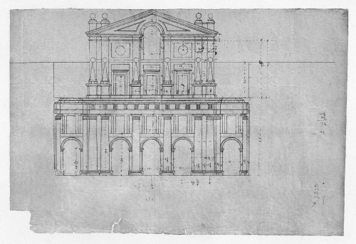 El Escorial: Basilica. /Nplan Of The Facade Of The Basilica At El Escorial Palace And Monastery In Spain. Drawing By Architect By Jose De Herrera, C1570. Poster Print by Granger Collection - Item # VARGRC0132769