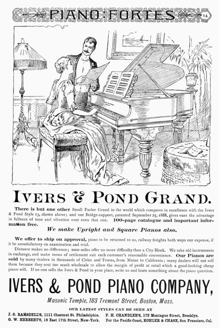 Piano Advertisement, 1890. /Namerican Advertisement, 1890, For Ivers & Pond Pianos. Poster Print by Granger Collection - Item # VARGRC0033632