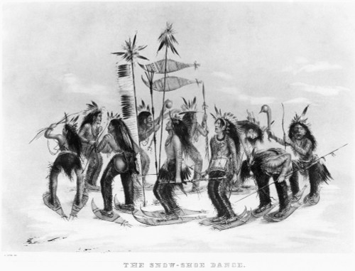 Catlin: Snow-Shoe Dance. /Nsnow-Shoe Dance Of Ojibwa Native Americans On The First Fall Of Snow. Lithograph By Currier & Ives After A Painting, C1836, By George Catlin. Poster Print by Granger Collection - Item # VARGRC0054307
