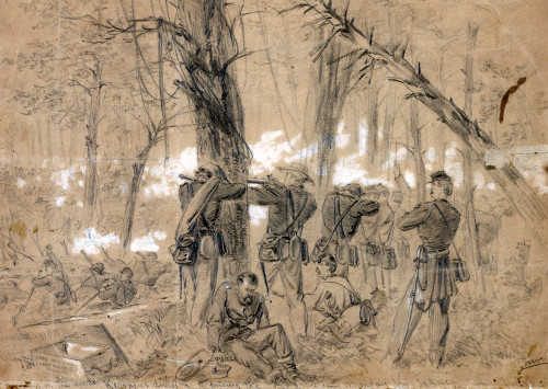 Civil War: Glendale, 1862. /Ngeneral Philip Kearny'S Division, Probably During The Battle Of Glendale In Virginia, 30 June 1862./Ndrawing By A.R. Waud, 1862. Poster Print by Granger Collection - Item # VARGRC0259364