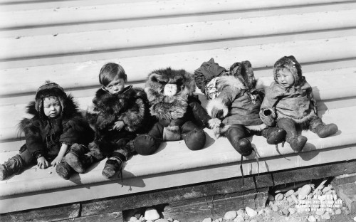 Alaska: Eskimos, C1908. /Na Group Of Five Eskimo Children Dressed In Traditional Fur Clothing Sitting Outside, Alaska. Photographed By F.H. Nowell, C1908. Poster Print by Granger Collection - Item # VARGRC0121848