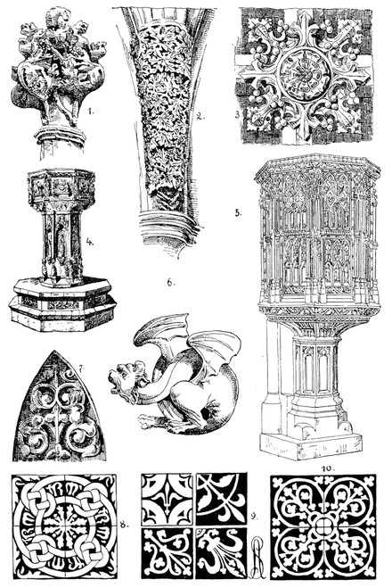Gothic Ornament. /Ngothic Decorative Architectural Elements. Engraving. Poster Print by Granger Collection - Item # VARGRC0075138