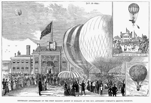 Balloon Festival, 1884. /Ncentennial Celebration Of The First Balloon Ascent In England At The Artillery Ground In Finsbury, London, 15 September 1884. Poster Print by Granger Collection - Item # VARGRC0091077
