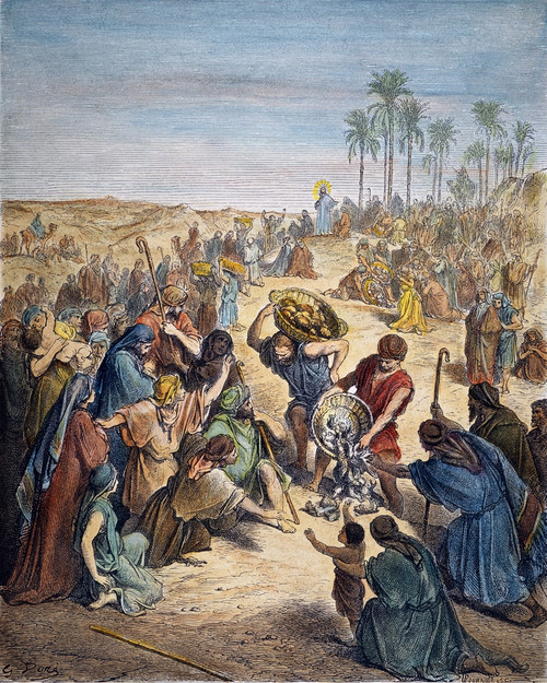 Dor_: Jesus & Multitude. /Nchrist Feeding The Multitude (Matthew 14:17,18). Color Engraving After Gustave Dor_. Poster Print by Granger Collection - Item # VARGRC0007334