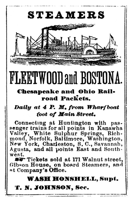 Steamboat Advertisement. /Nadvertisement, C1870, For Chesapeake & Ohio Railroad Packet Steamers. Poster Print by Granger Collection - Item # VARGRC0043293