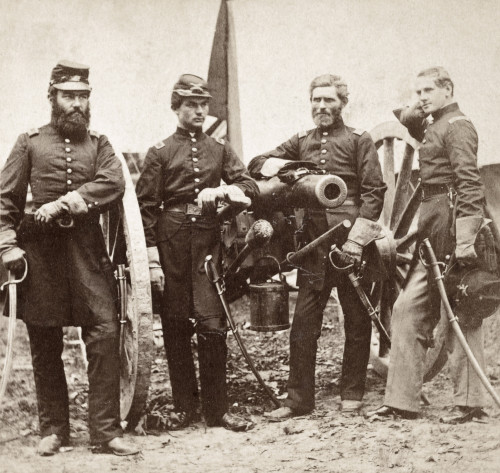 Civil War: Major Robertson. /Nmajor James M. Robertson (Third From Left) And Officers Near Fair Oaks, Virginia. Photograph By James F. Gibson, C1863. Poster Print by Granger Collection - Item # VARGRC0409300