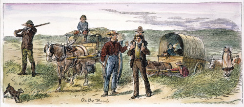 Oregon Trail Emigrants. /Nwood Engraving, 1878. Poster Print by Granger Collection - Item # VARGRC0010813