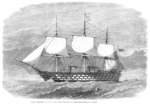 English Warship, 1864. /Nhms Victoria, The New Steam-And-Sail Flagship Of The English Mediterranean Fleet, The Largest Wooden Warship Ever Constructed. Wood Engraving, English, 1864. Poster Print by Granger Collection - Item # VARGRC0100182