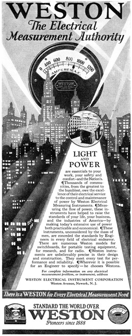 Ad: Weston, 1927. /Namerican Advertisement For  Weston, An Electrical Measurement Company, 1927. Poster Print by Granger Collection - Item # VARGRC0410150
