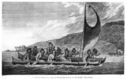 Hawaii: Canoe, 1779. /N'Canoe Of The Sandwich Islands, The Rowers Masked.' Copper Engraving, English, C1785, By Charles Grignion, After A Drawing, 1779, By John Webber. Poster Print by Granger Collection - Item # VARGRC0172046