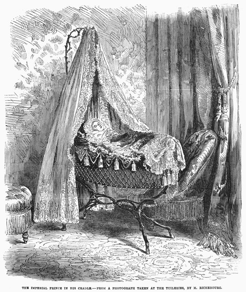 Prince Imperial, 1856. /Nlouis Napoleon Eug�Ne, Prince Imperial Of France, As A Newborn Baby In His Crib At The Tuileries In Paris, 1856. Contemporary English Wood Engraving. Poster Print by Granger Collection - Item # VARGRC0093424