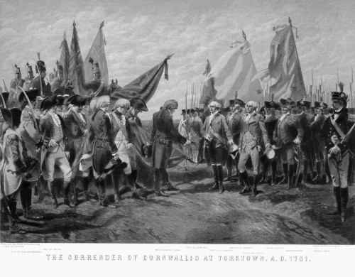 Yorktown: Surrender, 1781. /Nthe British Surrender At Yorktown On 19 October 1781. Steel Engraving, American, C1875, After A Painting By Charles �douard Armand-Dumaresq. Poster Print by Granger Collection - Item # VARGRC0005448