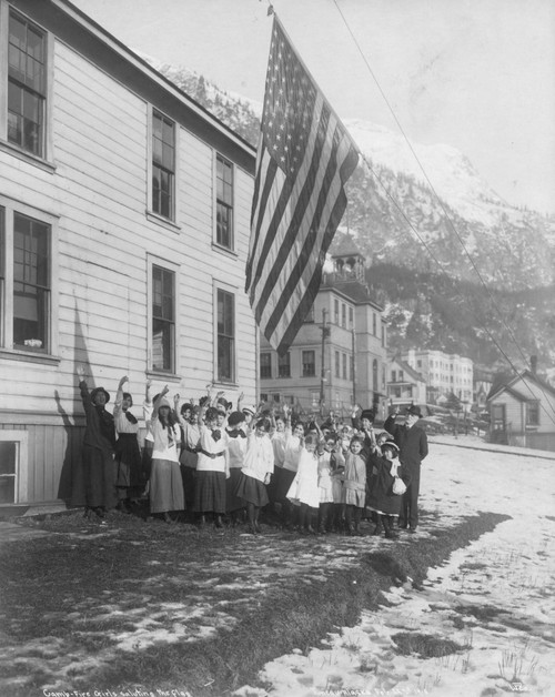 Alaska: Camp Fire Girls. /Ncamp Fire Girls Of America Group Saluting The Flag In Juneau, Alaska. Photograph, February 1915. Poster Print by Granger Collection - Item # VARGRC0176138