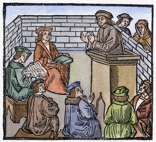 Medieval University, C1525. /Na Professor Lectures At A Medieval University. Woodcut, Geneva, C1525. Poster Print by Granger Collection - Item # VARGRC0054034